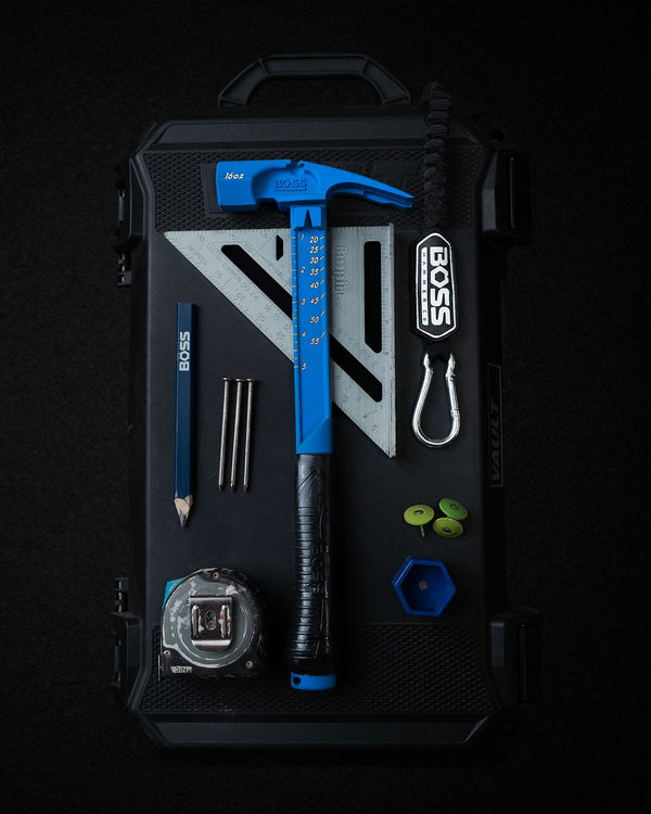 Custom Pro Plus Titanium Hammer Titanium Boss Hammer Co. 16 oz Smooth Face Blue