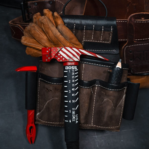 Let Freedom Swing- Flag Engraved Red Cerakote® Titanium Hammer | Fiberglass Handle Titanium Boss Hammer Co.