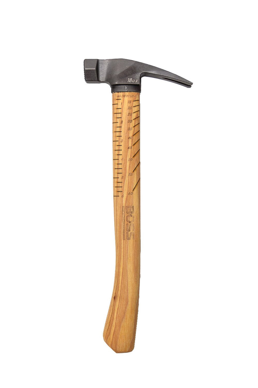 18 oz. Steel Hammer | Hickory Handle Hickory Handle Boss Hammer Co. Milled Curved 