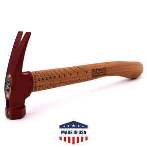22 oz. Steel Hammer | Hickory Handle Hickory Handle Boss Hammer Co. Curved Milled Red Cerakote®