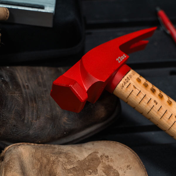 22 oz. Steel Hammer | Hickory Handle Hickory Handle Boss Hammer Co. Curved Smooth Red Cerakote®