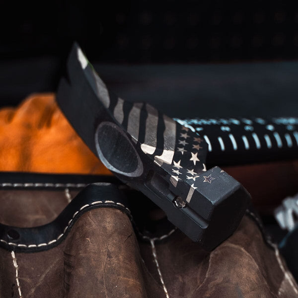 Back in Black- Flag Engraved Titanium Hammer Collection Titanium Boss Hammer Co. 14 oz Titanium Milled 