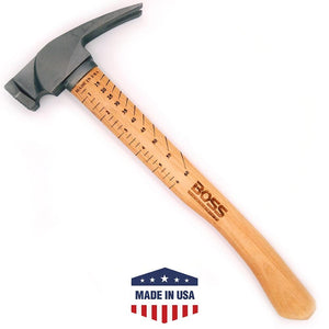 Blemished Titanium Hammers / Poly-fiberglass or Hickory handles Boss Hammer Co. 12 oz Titanium / Hickory handle / Milled face 