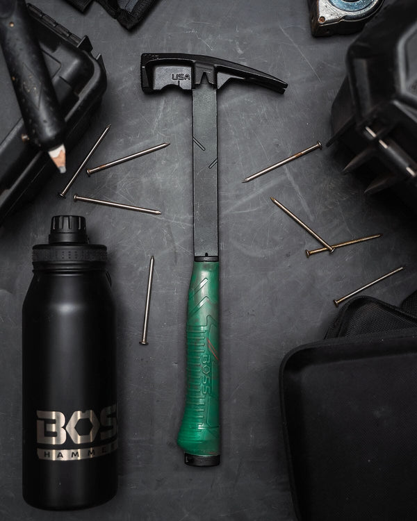 Blue Collar Steel Framing Hammer Hammer Boss Hammer Co. Milled- GREEN MARBLED HANDLE 