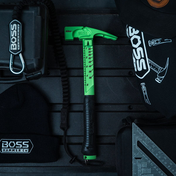 Custom Pro Plus Titanium Hammer Titanium Boss Hammer Co. 14 oz Smooth Face Hi-Viz Green 
